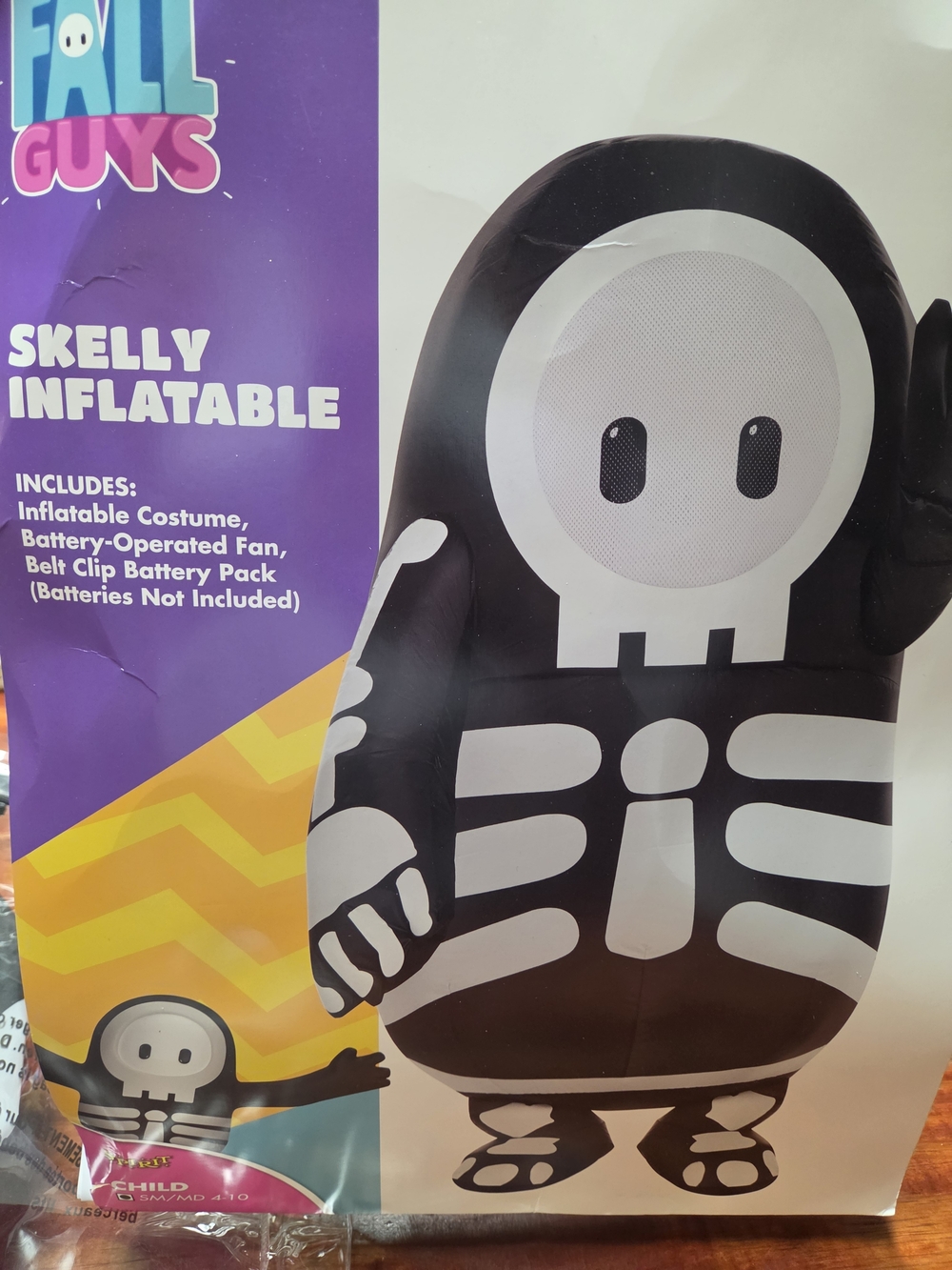 Skelly Inflatable Kids Costume - Black